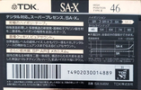 Compact Cassette TDK SA-X 46 "SA-X46M" Type II Chrome 1990 Japan