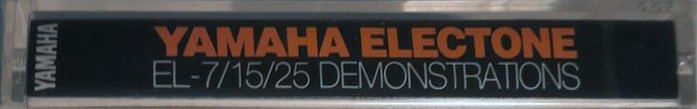 Compact Cassette Yamaha Electone "EL-7/15/25" Demonstration Tape Japan