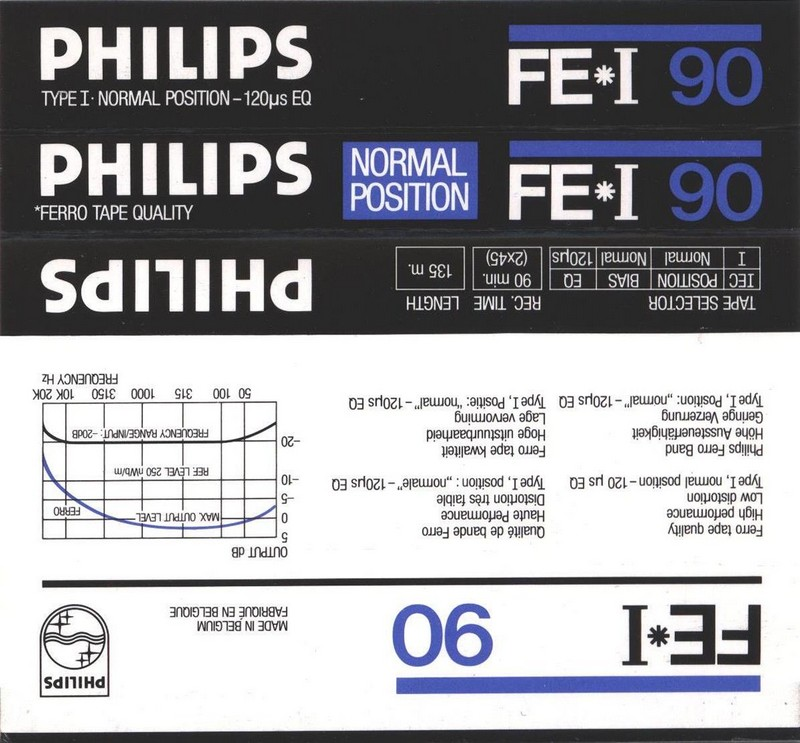 Compact Cassette Philips FE-I 90 Type I Normal 1985 Europe