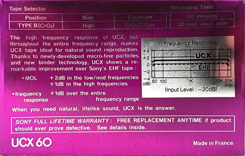 Compact Cassette: Sony  - UCX 60