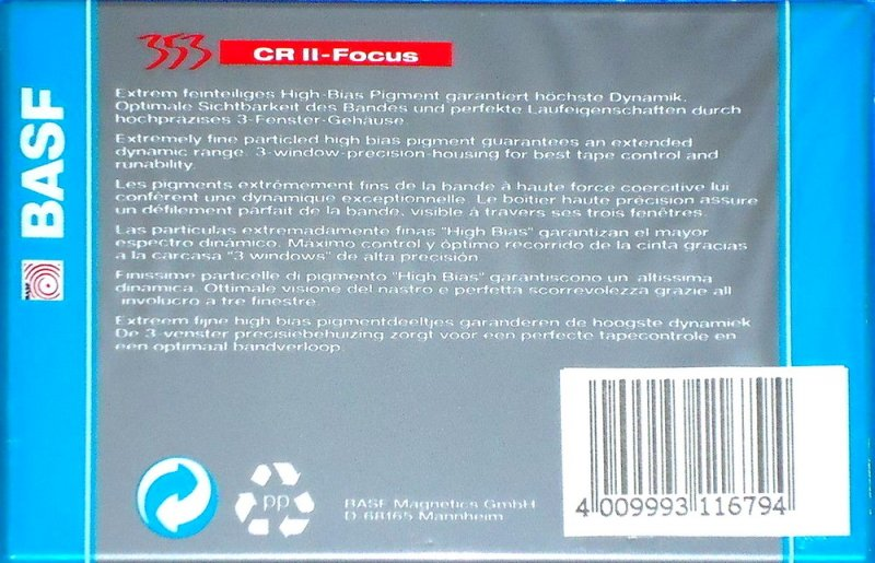 Compact Cassette BASF CR II-Focus 90 Type II Chrome 1994 Europe