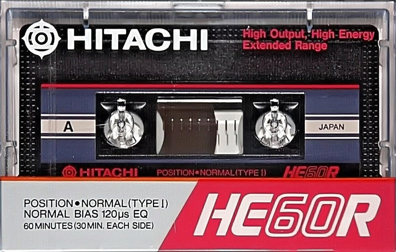 Compact Cassette Hitachi HE 60 "HE60R" Type I Normal 1985 Japan