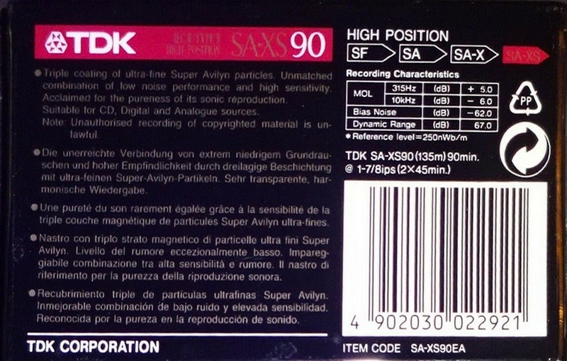 Compact Cassette: TDK  - SA-XS 90