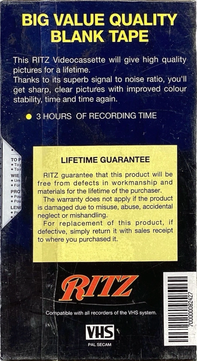 VHS, Video Home System Ritz 180 Type I Normal UK