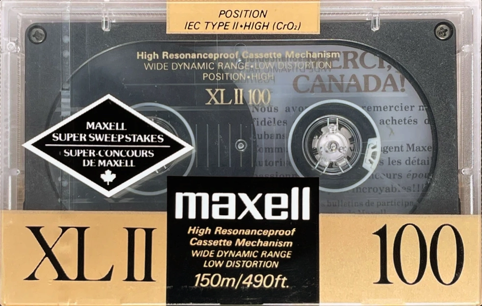 Compact Cassette Maxell XLII 100 Type II Chrome 1988 North America