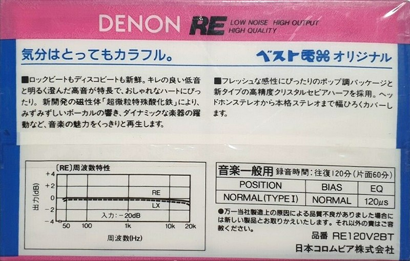 2 pack Denon RE 120 "RE120V2BT" Type I Normal 1987 Japan