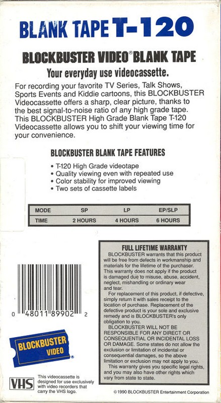 VHS, Video Home System: Unknown Blockbuster -  120