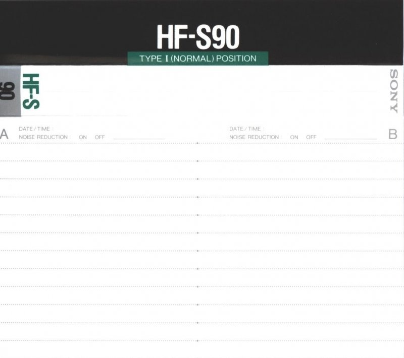 Compact Cassette Sony HF-S 90 Type I Normal 1988 Europe