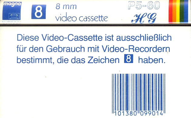 Video8, Hi8, Digital8 Magna 60 "P5-60 HG" Type IV Metal Germany