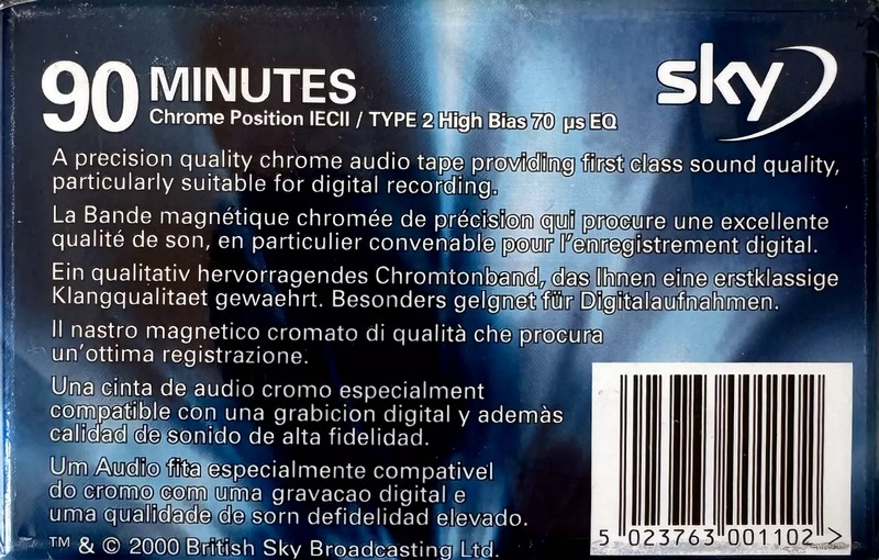 Compact Cassette Sky 90 Type II Chrome 2000 Europe
