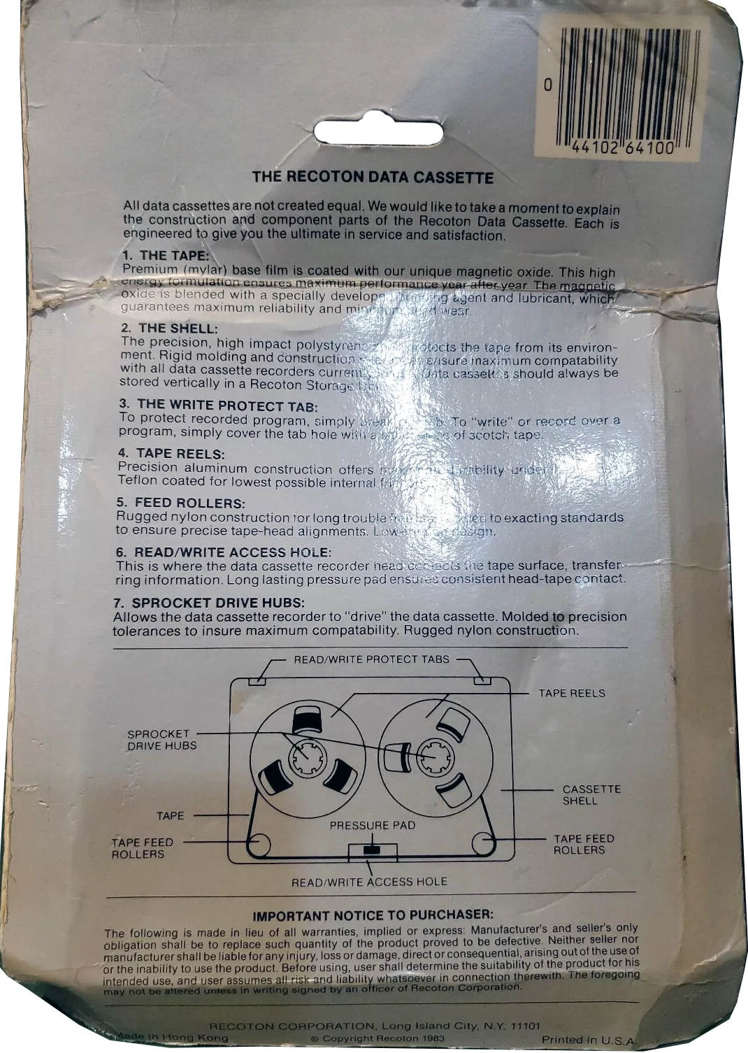 Blister Recoton 10 "Computer" Computer Cassette 1983 USA