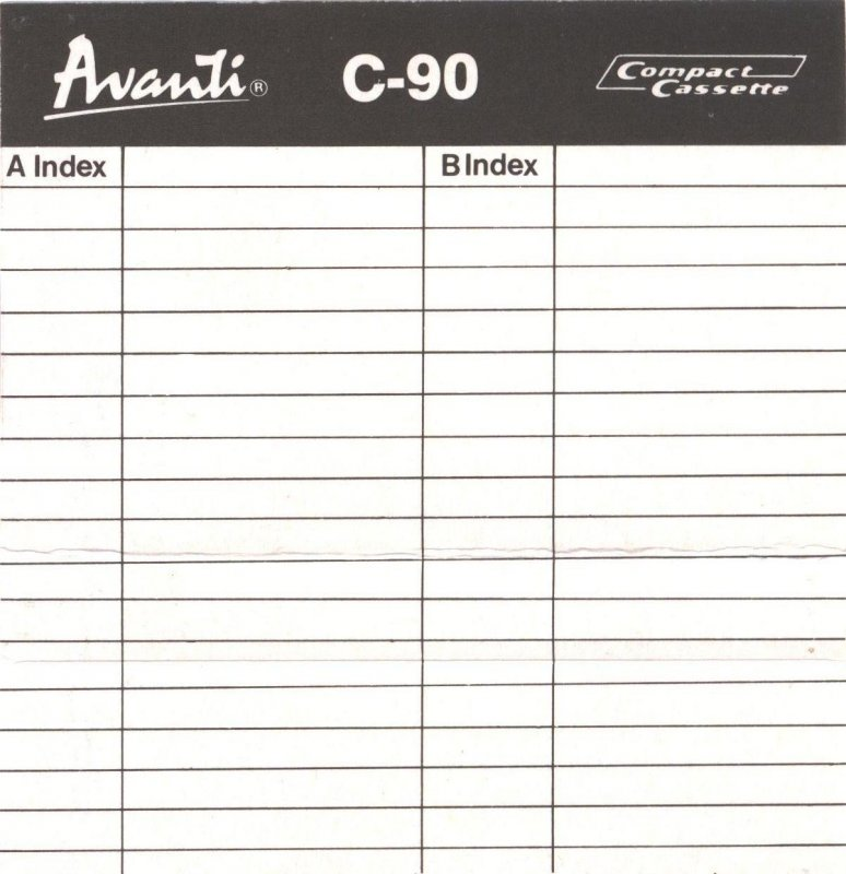 Compact Cassette Avanti 90 Type I Normal 1989 USA