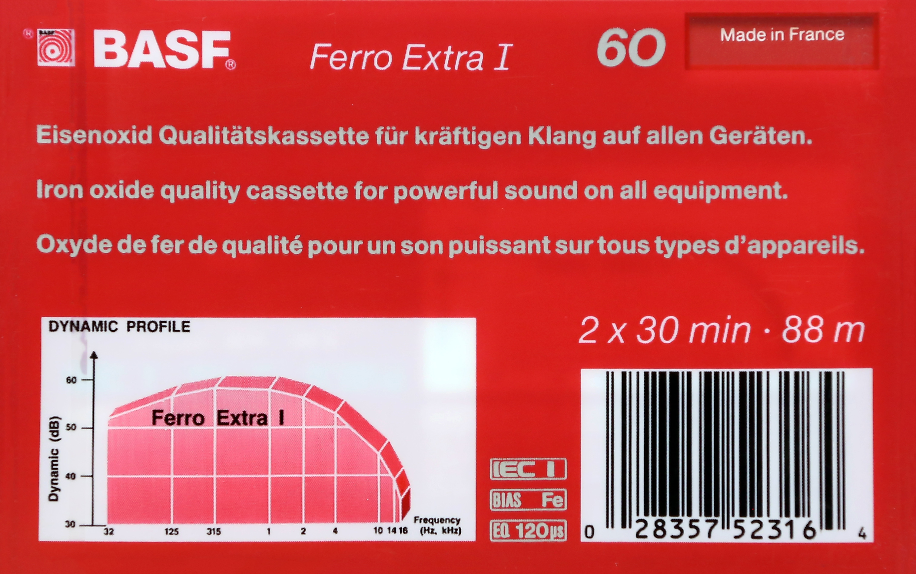Compact Cassette BASF Ferro Extra I 60 Type I Normal 1988 Europe