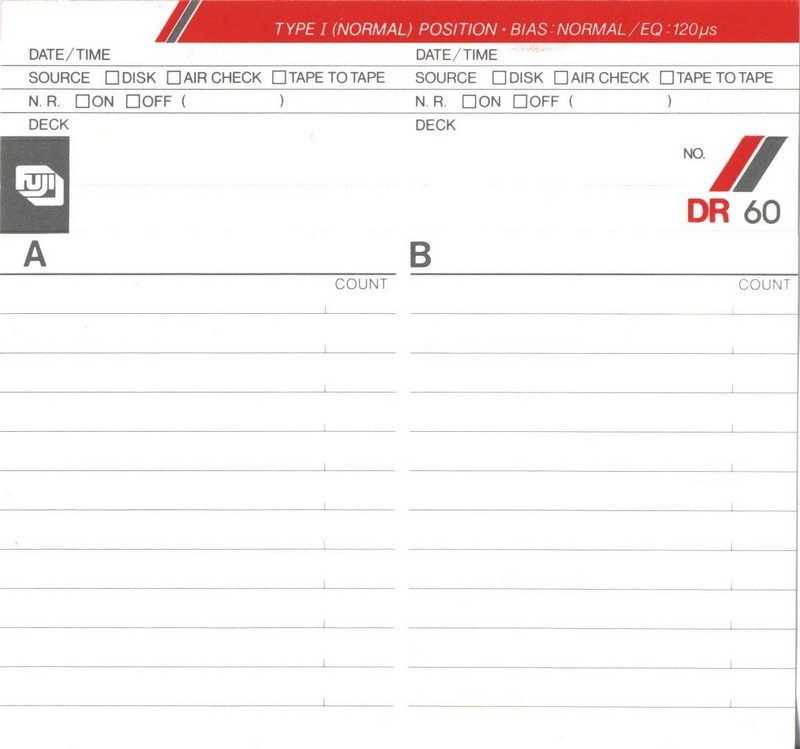 Compact Cassette Fuji DR 60 Type I Normal 1985 Europe