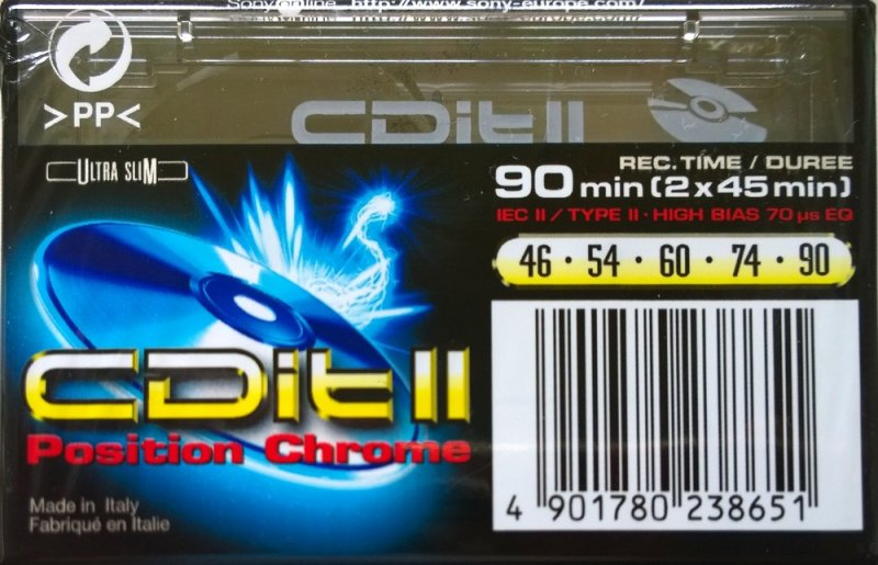 Compact Cassette Sony CDit II 90 "C-90CDIT2B" Type II Chrome 1996 Europe