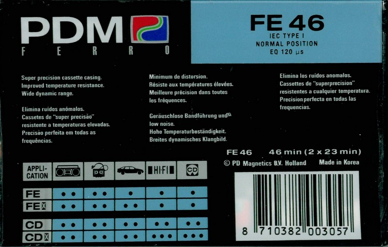 Compact Cassette PDM FE 46 Type I Normal 1990 Europe