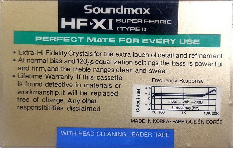 Compact Cassette Soundmax 60 "HF-XI" Type I Normal North America