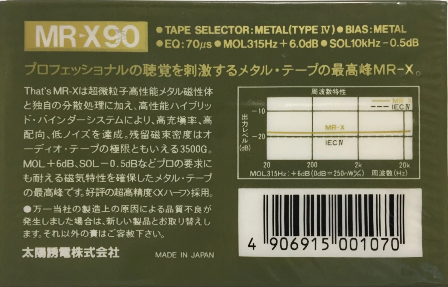Compact Cassette Thats MR-X 90 Type IV Metal 1986 Japan
