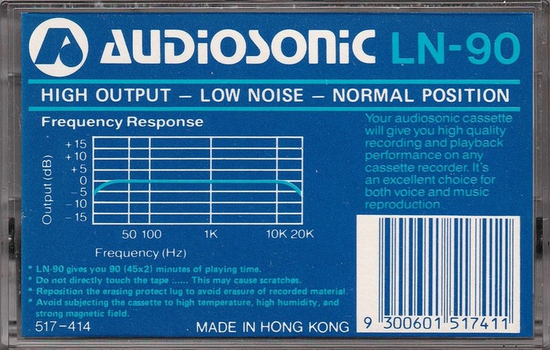 Compact Cassette Audiosonic 90 Type I Normal 1982 China