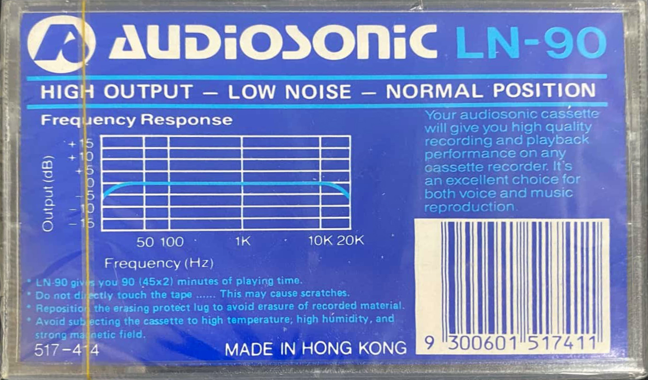 Compact Cassette Audiosonic 90 Type I Normal 1986 Australia