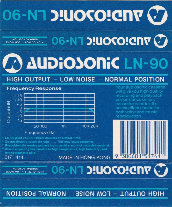 Compact Cassette Audiosonic 90 Type I Normal 1982 China