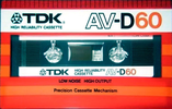 Compact Cassette TDK AV 60 "AV-D60" Type I Normal 1982 USA