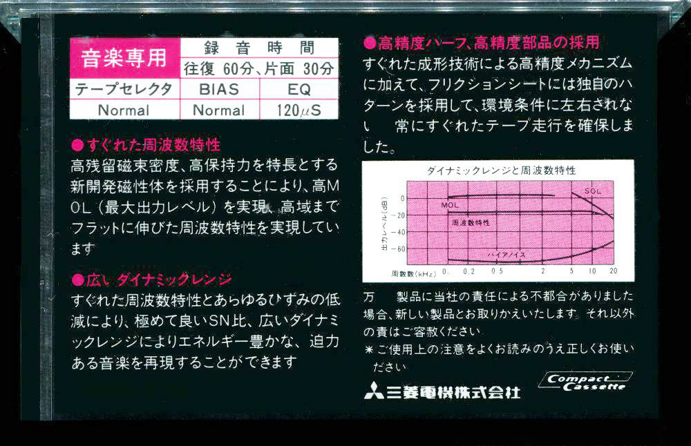 Compact Cassette Diatone BH 60 Type I Normal 1984 Japan