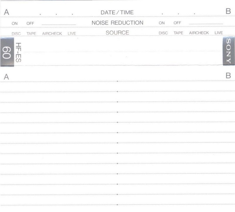 Compact Cassette Sony HF-ES 60 Type I Normal 1986 Japan