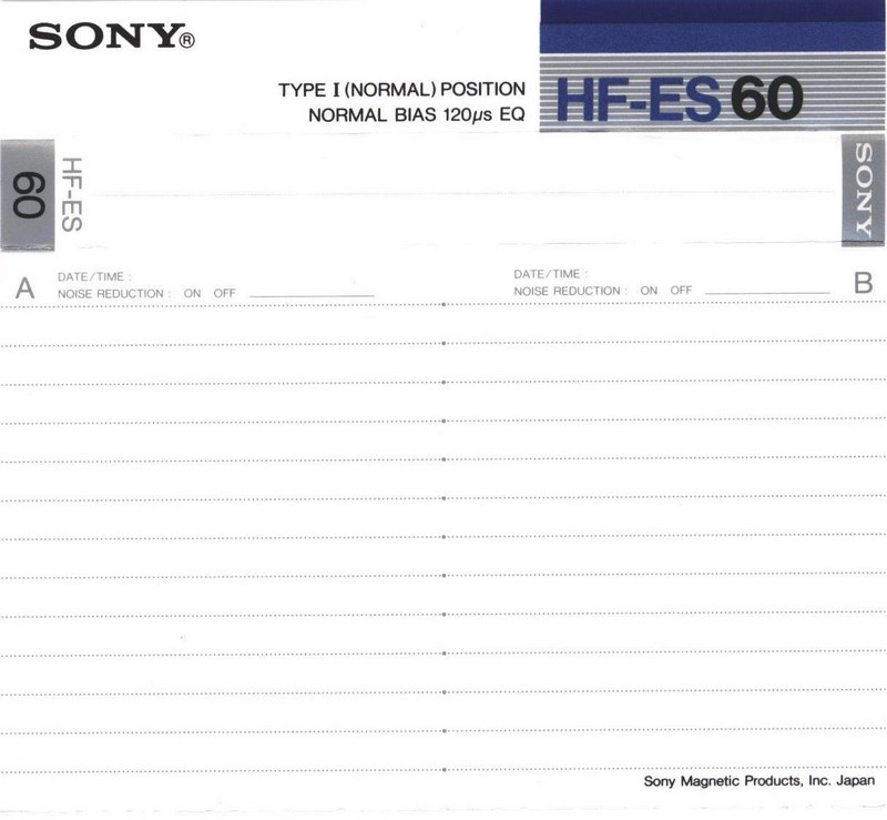 Compact Cassette: Sony  - HF-ES 60