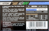 Compact Cassette TDK AD 100 "AD-100AS" Type I Normal 1990 Australia