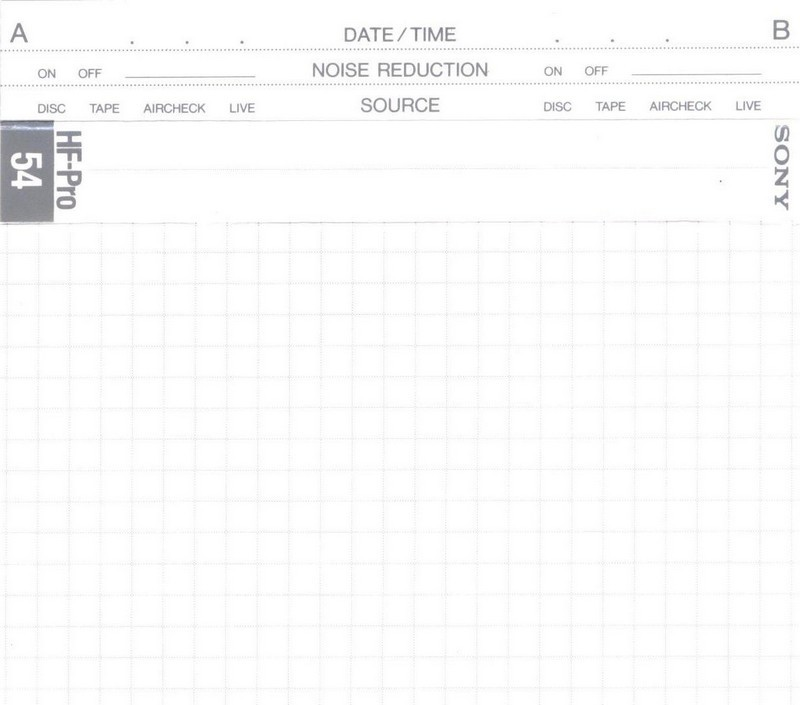 Compact Cassette Sony HF-Pro 54 "HF-PRO54A" Type I Normal 1988 Japan