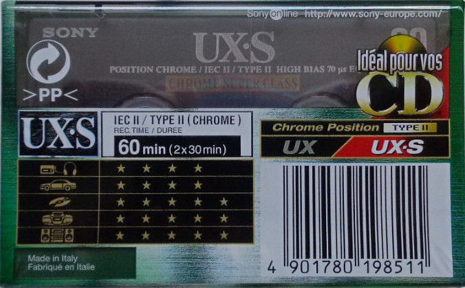 Compact Cassette Sony UX-S 60 Type II Chrome 1999 Europe