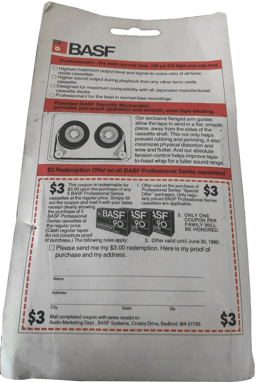 Blister BASF Professional 90 "Professional I" Type I Normal 1976 USA
