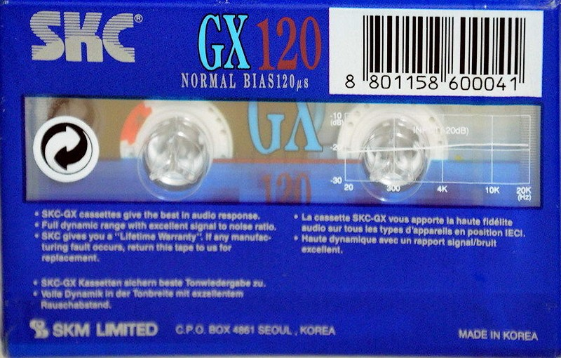 Compact Cassette SKC GX 120 Type I Normal 1995 Europe