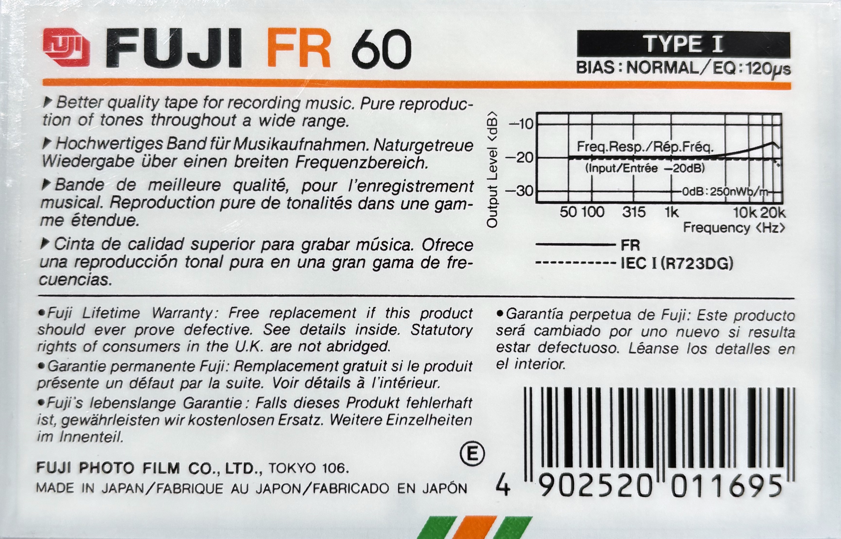 Compact Cassette Fuji FR 60 Type I Normal 1985 Europe