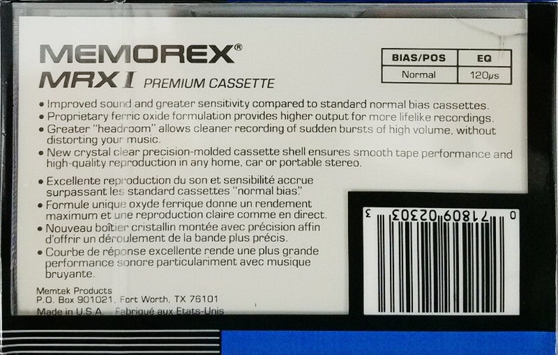 Compact Cassette: Memorex  - MRX I 60