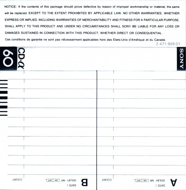 Compact Cassette: Sony  - CD-α 60