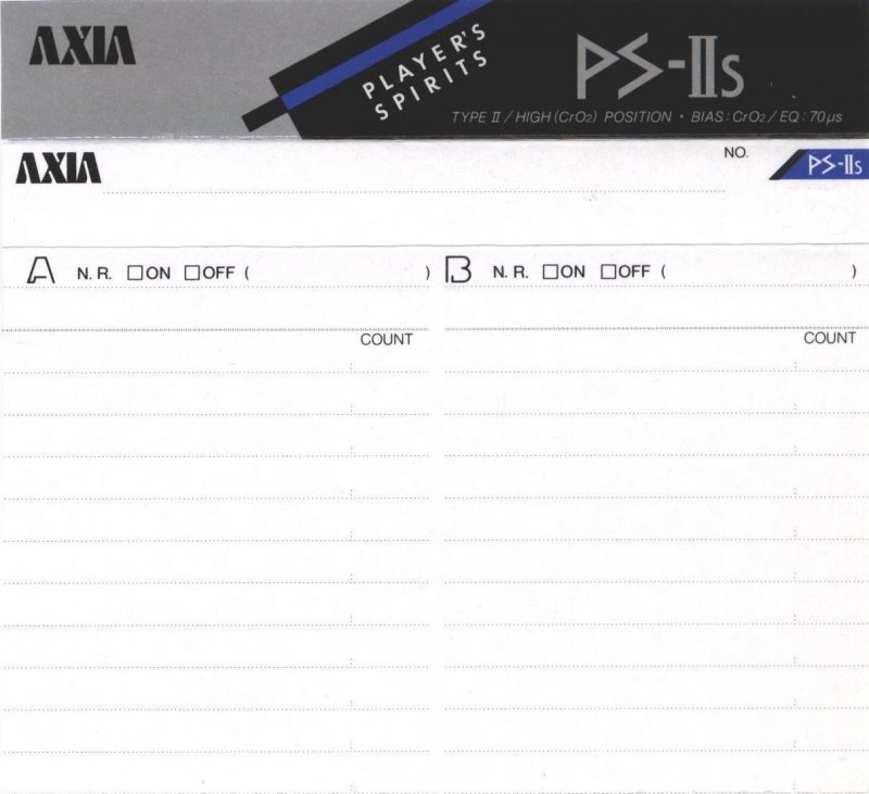 Compact Cassette AXIA PS-IIs 90 Type II Chrome 1988 Japan