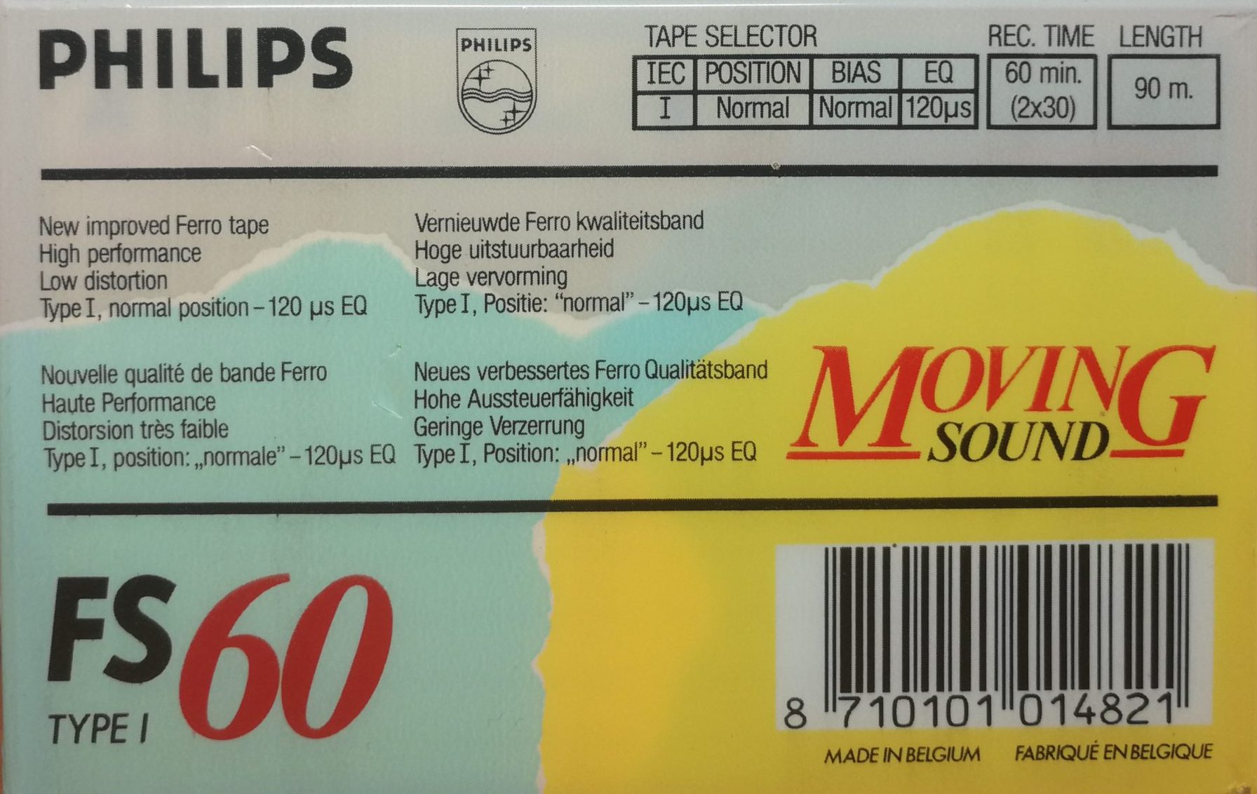 Compact Cassette Philips FS 60 "Moving Sound" Type I Normal 1986 Europe