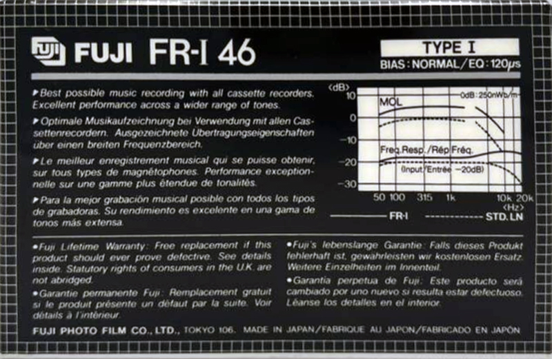 Compact Cassette Fuji FR-I 46 Type I Normal 1982 Europe