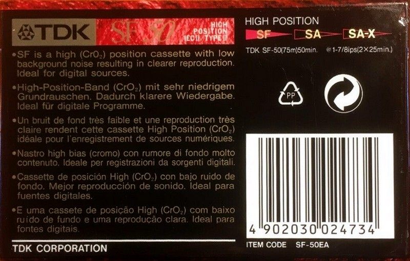 Compact Cassette TDK SF 50 "SF-50EA" Type II Chrome 1995 Europe