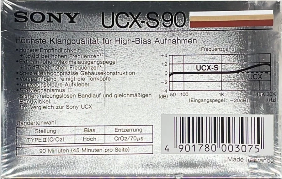 Compact Cassette Sony UCX-S 90 Type II Chrome 1985 Germany