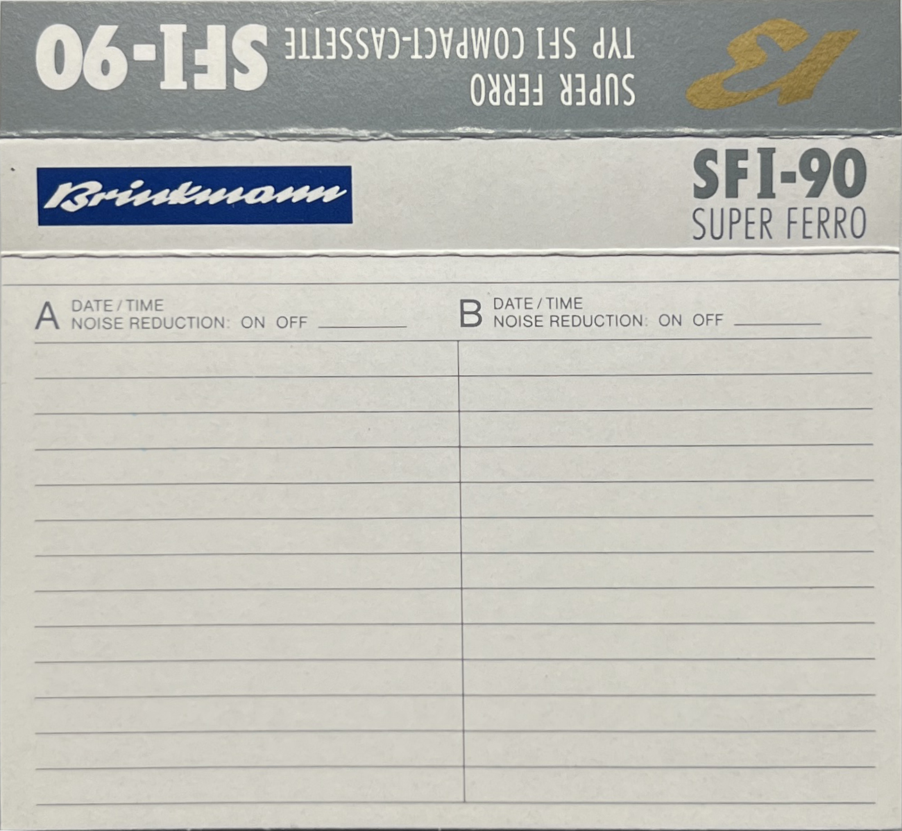 Compact Cassette Brinkmann SFI 90 Type I Normal Europe