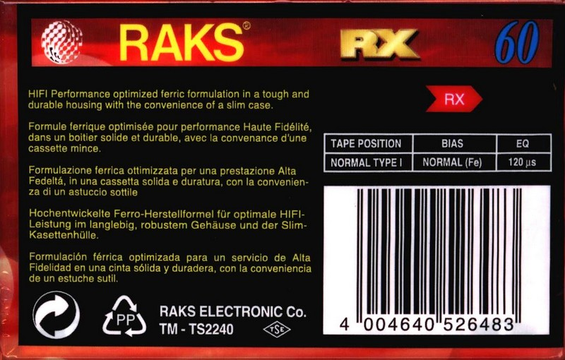 Compact Cassette: RAKS  - ED-S 60