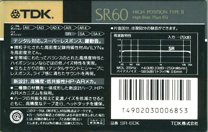 Compact Cassette: TDK  - SR 60