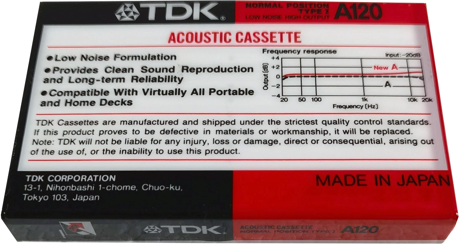Compact Cassette TDK A / Acoustic 120 Type I Normal 1988 USA