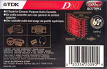 Compact Cassette TDK D 60 Type I Normal 2001 North America