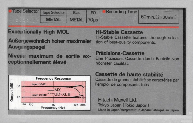 Compact Cassette: Maxell / Hitachi Maxell - MX 60