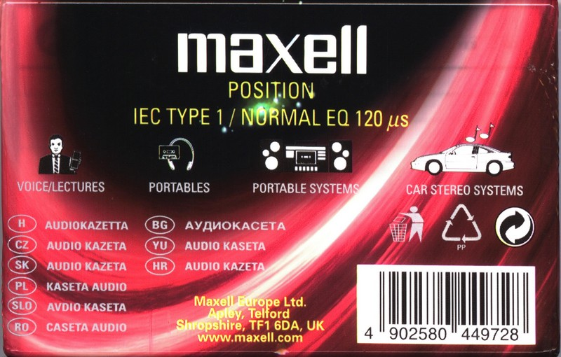 Compact Cassette Maxell S 90 Type I Normal 2002 Worldwide