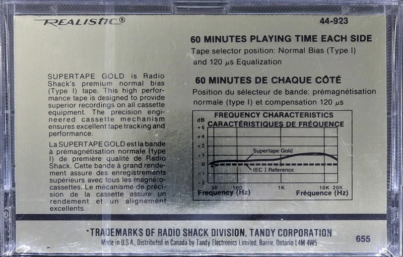 Compact Cassette: Radio Shack SUPERTAPE - Gold 120